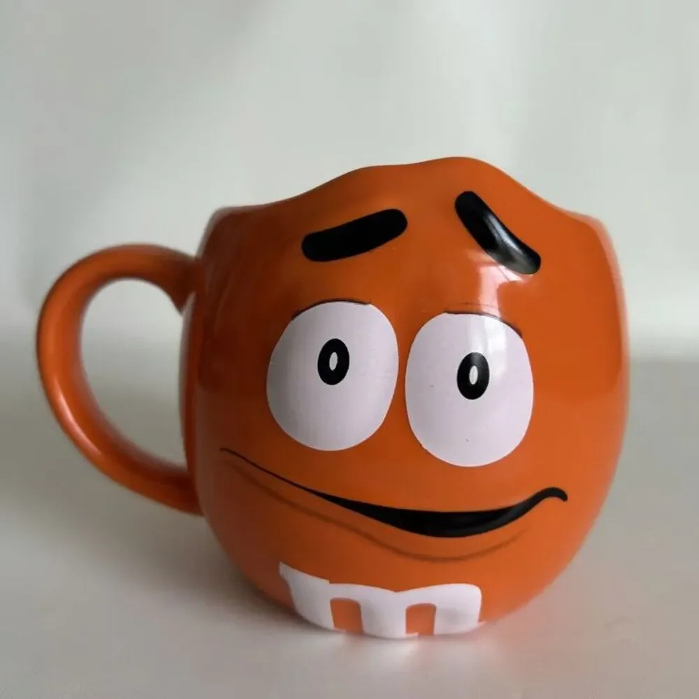 M&Ms World Orange Mug Worried Face Crispy Character 2018 Ceramic Coffee Tea Cup